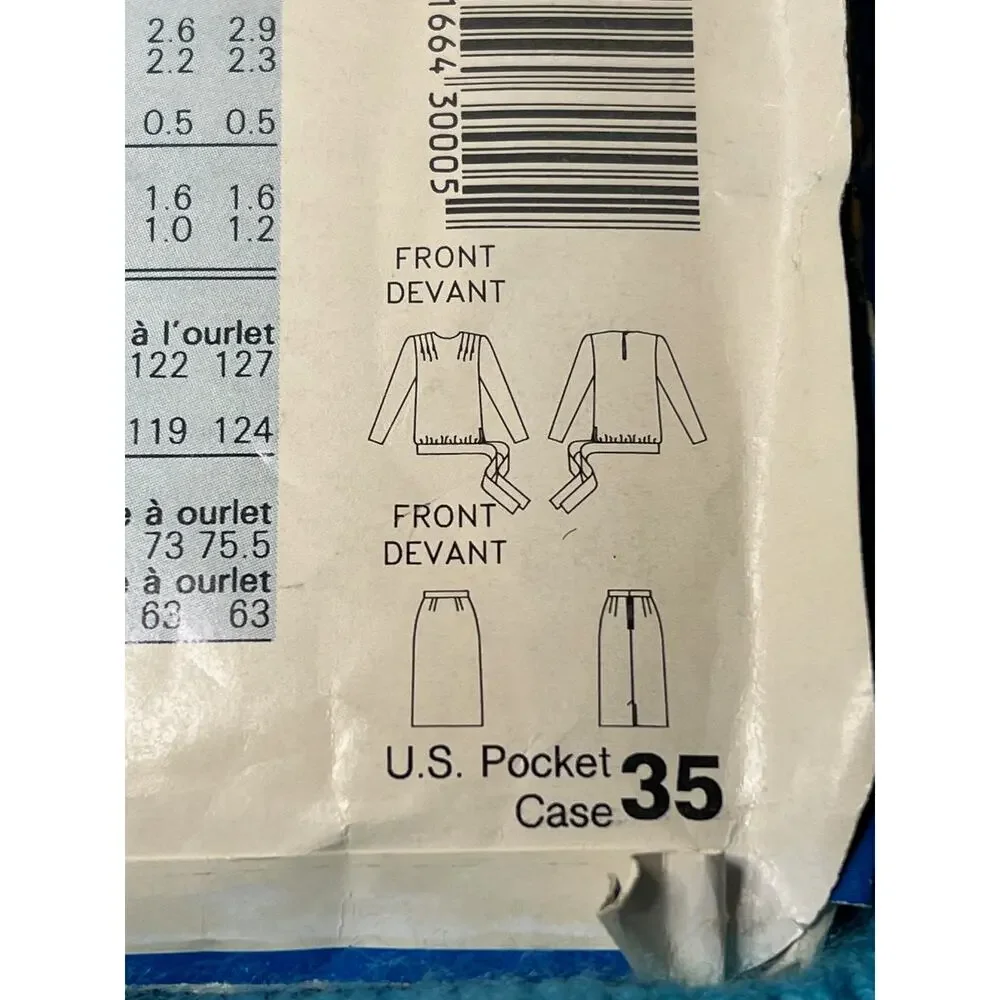 Butterick Sewing pattern 6512 blouse midi straight skirt 1980s size 6 8 10 12 14